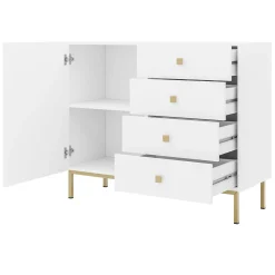 Madia 100x85h cm 1 anta 4 cassetti moderna bianco opaco Giuggiola