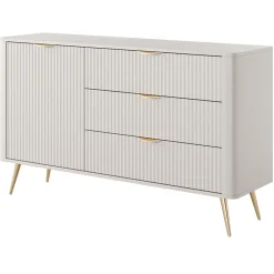 Madia 138x81h cm 1 anta 3 cassetti beige cannettato Ramis