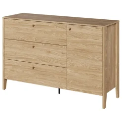 Madia 136x91h cm 1 anta 3 cassetti moderna  rovere Noor