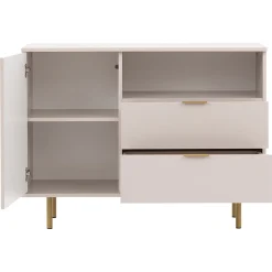 Madia 107x80h cm 1 anta 2 cassetti cannettato moderna beige Vanessa