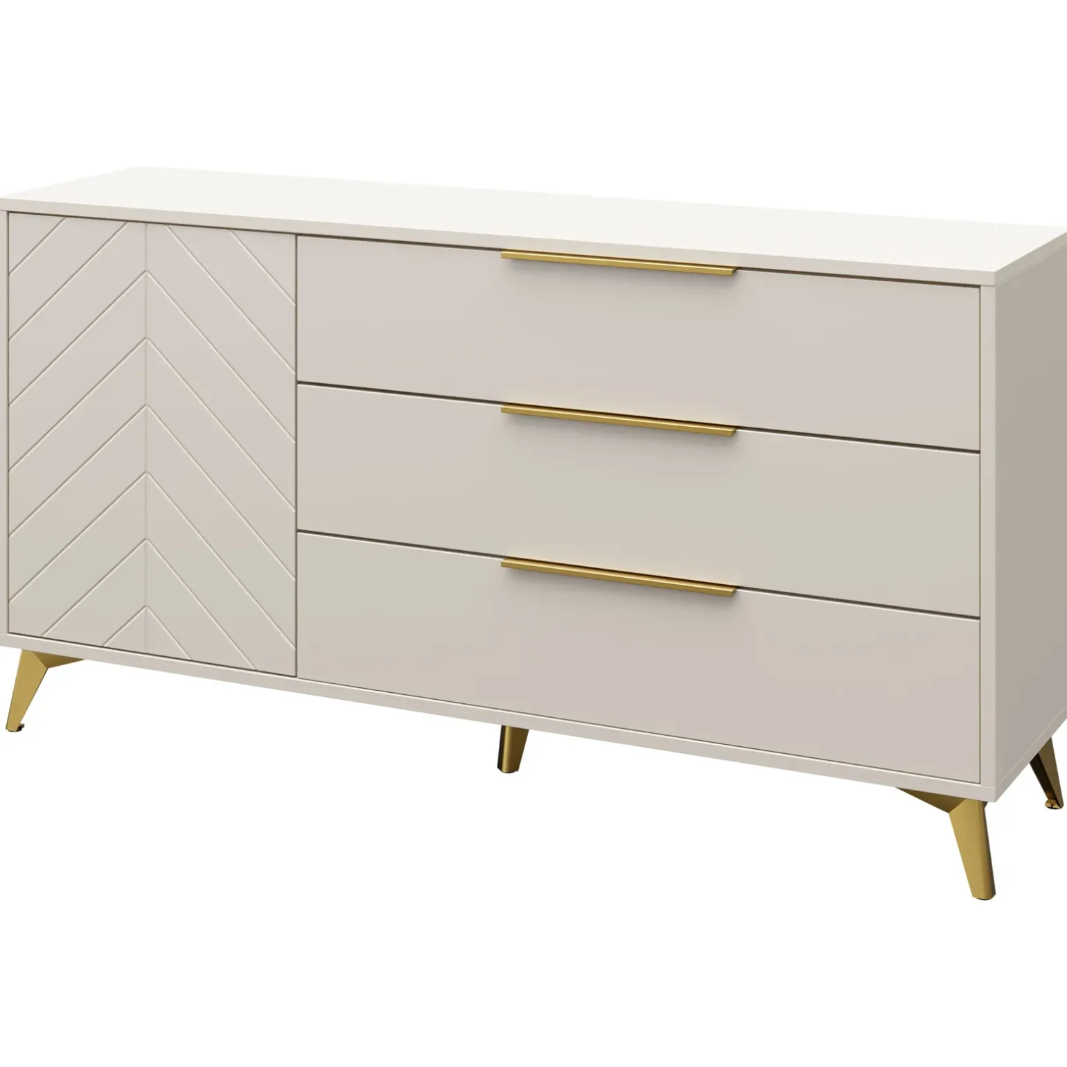 Madia 154x80h cm 1 anta 6 cassetti beige con frontali serigrafati Miriam