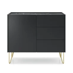 Madia 97x83h cm 1 anta 3 cassetti moderna nero effetto marmo Sirena