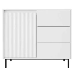 Madia 103x90h cm 1 anta 3 cassetti  design cannettato bianco Strike