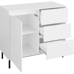 Madia 103x90h cm 1 anta 3 cassetti  design cannettato bianco Strike