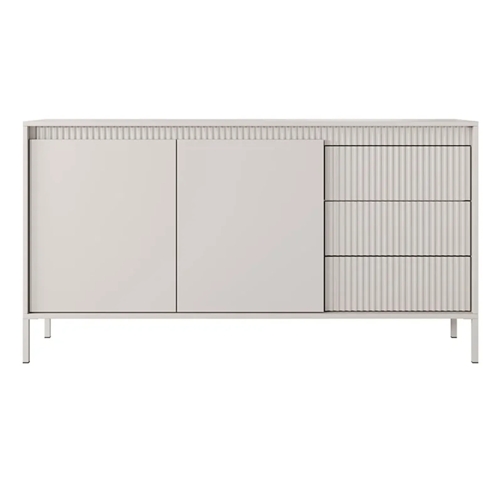 Madia 154x82h cm 2 ante 3 cassetti beige cannettato Ciar