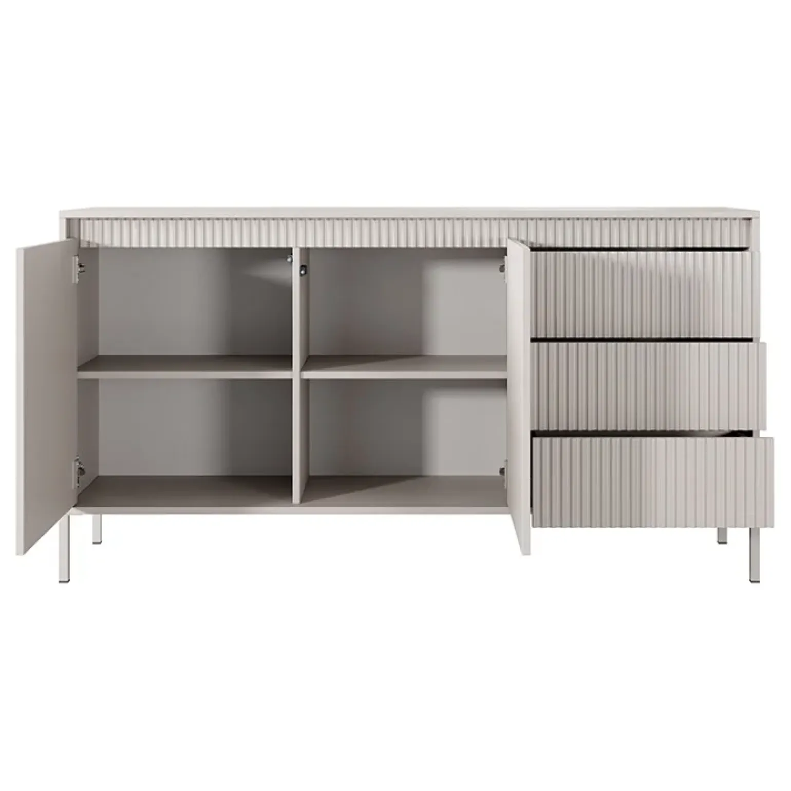Madia 154x82h cm 2 ante 3 cassetti beige cannettato Ciar