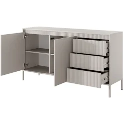 Madia 154x82h cm 2 ante 3 cassetti beige cannettato Ciar