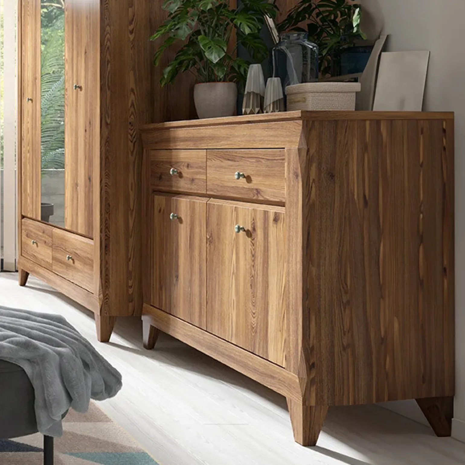 Madia 110x98h cm 2 ante 2 cassetti rovere scuro Lucca