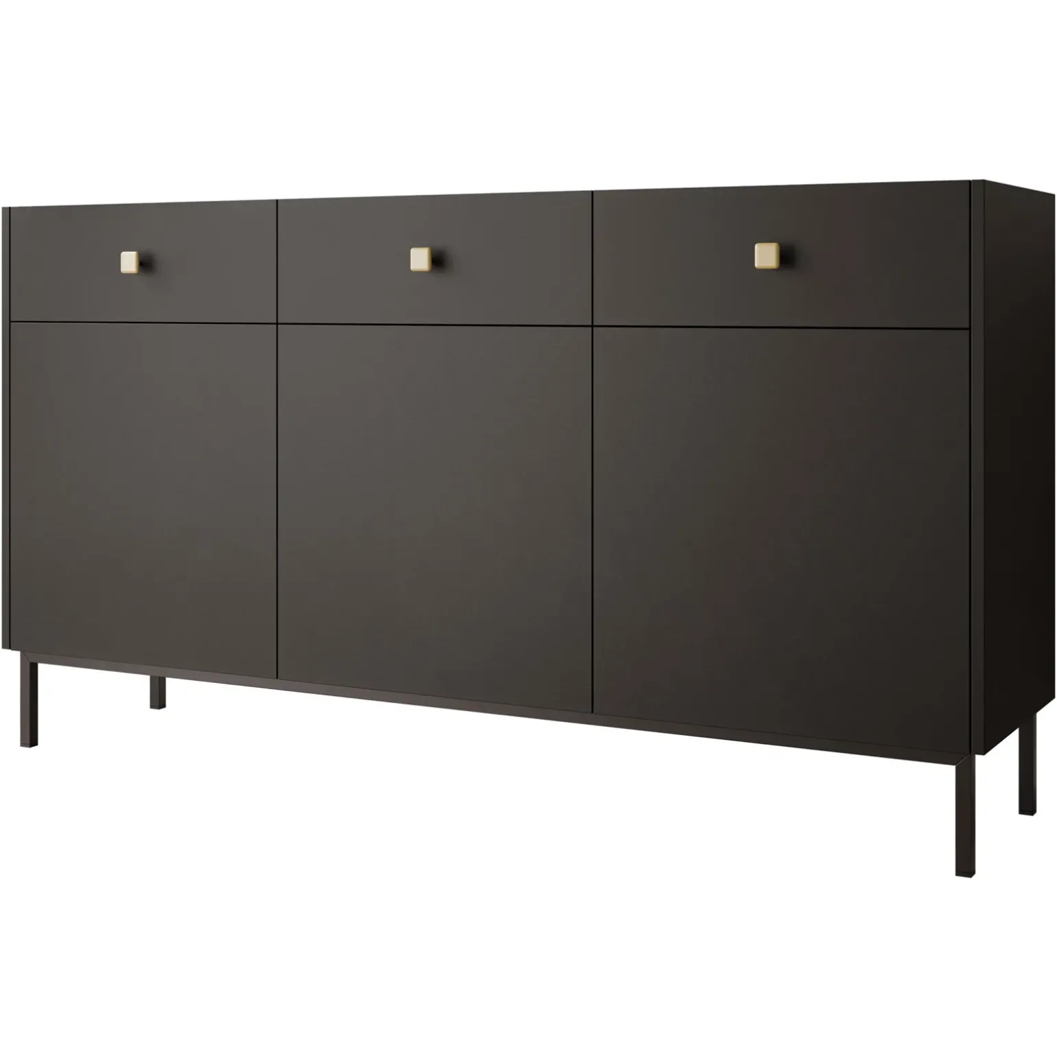 Madia 155x85h cm 3 ante 3 cassetti nero opaco Giuggiola