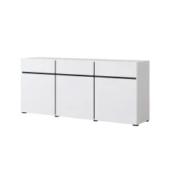 Madia 180x78h cm 3 ante 3 cassetti moderna bianco opaco nero Lolla