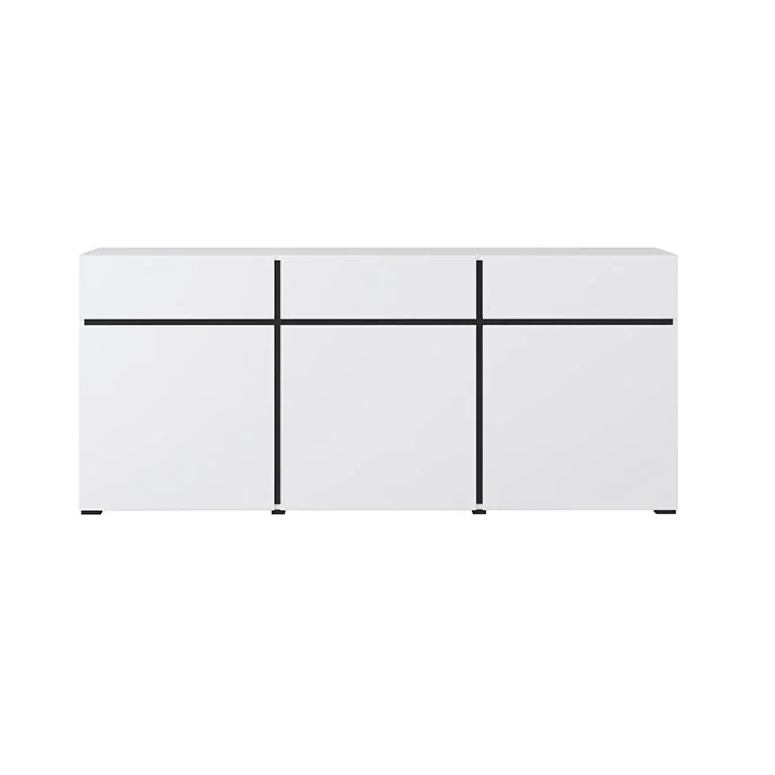 Madia 180x78h cm 3 ante 3 cassetti moderna bianco opaco nero Lolla