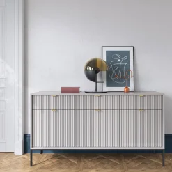 Madia 154x83h cm 3 ante 3 cassetti moderna grigio Alisa