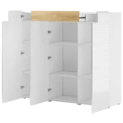 Madia 147x132h cm 3 ante 1 cassetto soggiorno bianco lucido rovere Tahiti