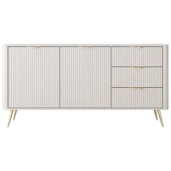 Madia 163x81h cm 2 ante 3 cassetti beige cannettato Ramis