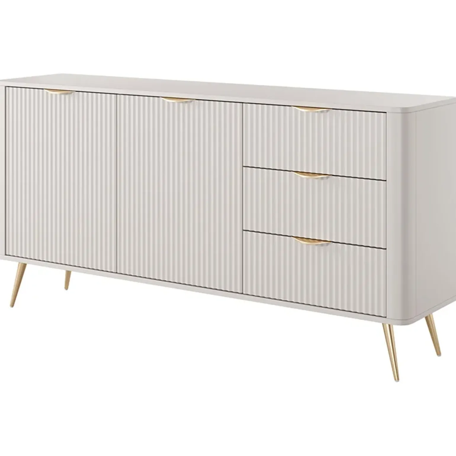 Madia 163x81h cm 2 ante 3 cassetti beige cannettato Ramis