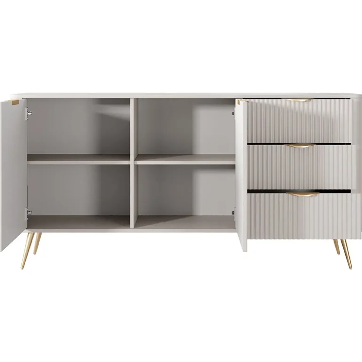 Madia 163x81h cm 2 ante 3 cassetti beige cannettato Ramis