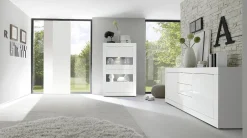 Madia 210x86h cm 2 ante 3 cassetti moderna bianco lucido Eternity