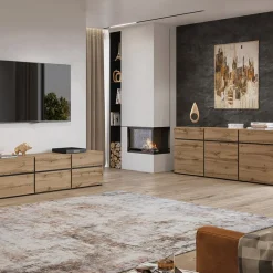 Madia 120x78h cm 2 ante 2 cassetti moderna rovere nero Lolla