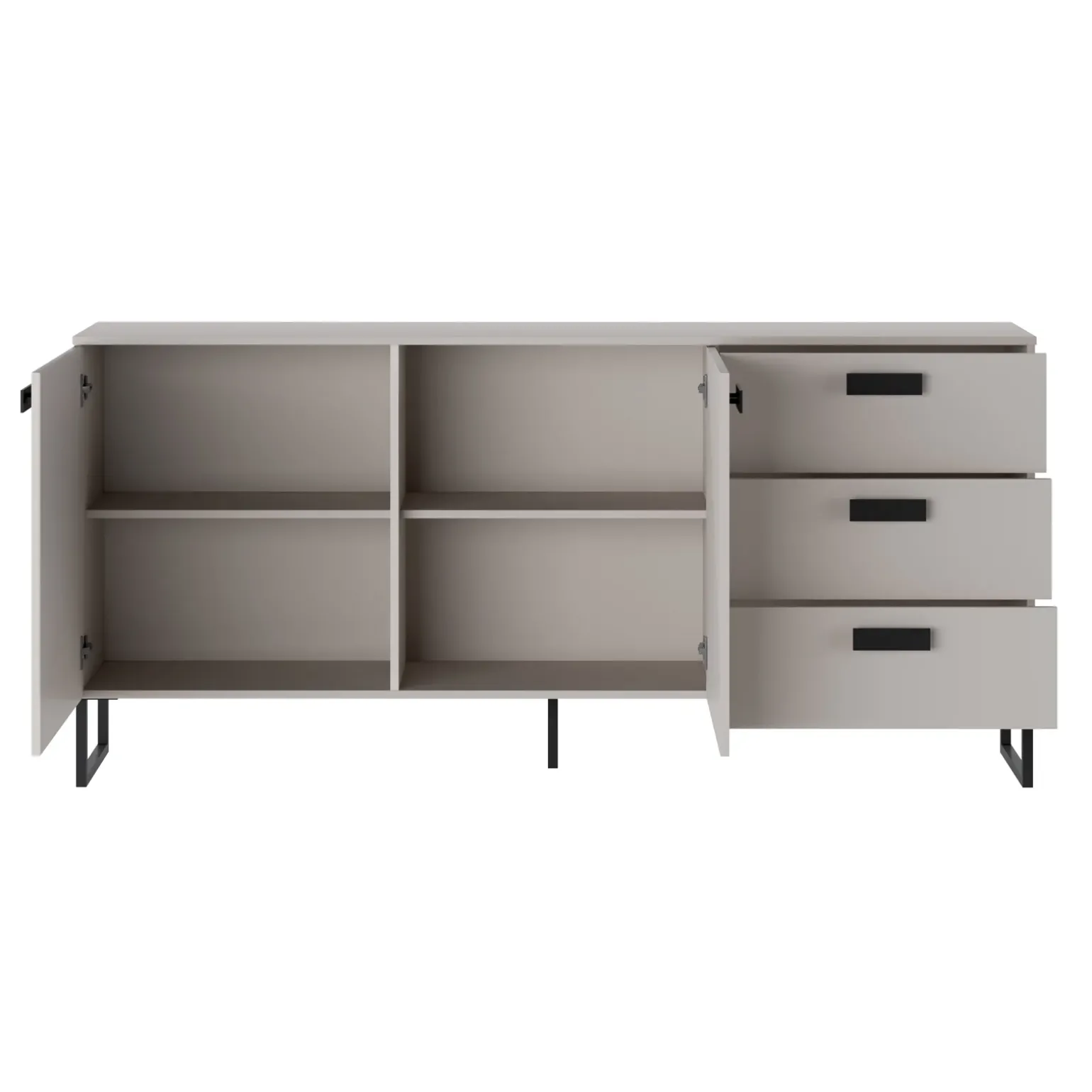 Madia 184x87h cm 2 ante 3 cassetti moderna beige cashmere nero Casmira