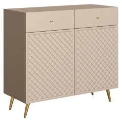 Madia 100x92h cm 2 ante 2 cassetti moderna con frontali decorati beige Simona