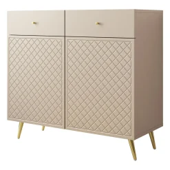 Madia 100x92h cm 2 ante 2 cassetti moderna con frontali decorati beige Simona