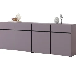 Madia 225x78h cm 4 ante 4 cassetti moderna lilla nero Lolla