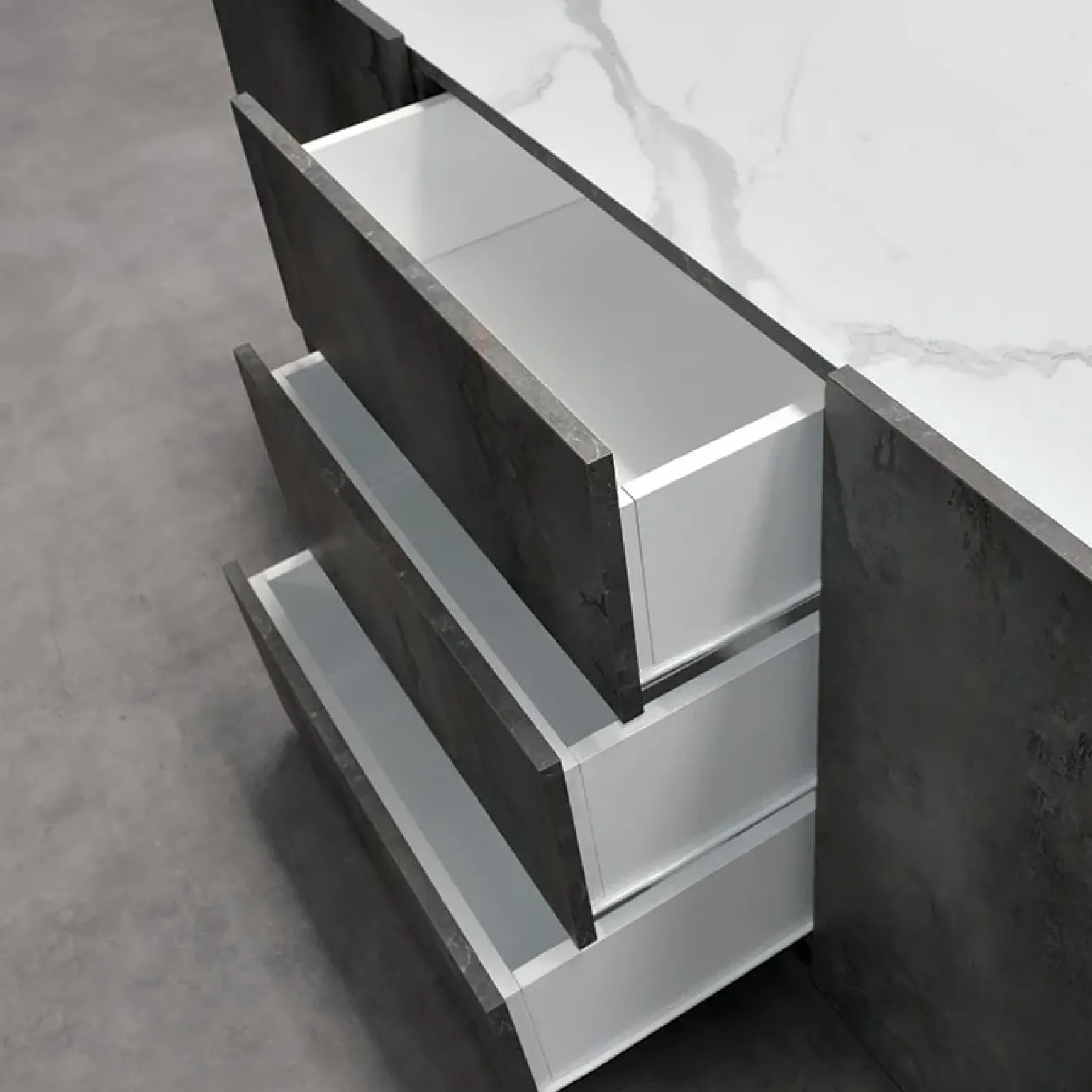 Madia 200x79h cm 2 ante 3 cassetti ossido bianco Blitz