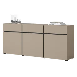 Madia 180x78h cm 3 ante 3 cassetti moderna tortora nero Lolla