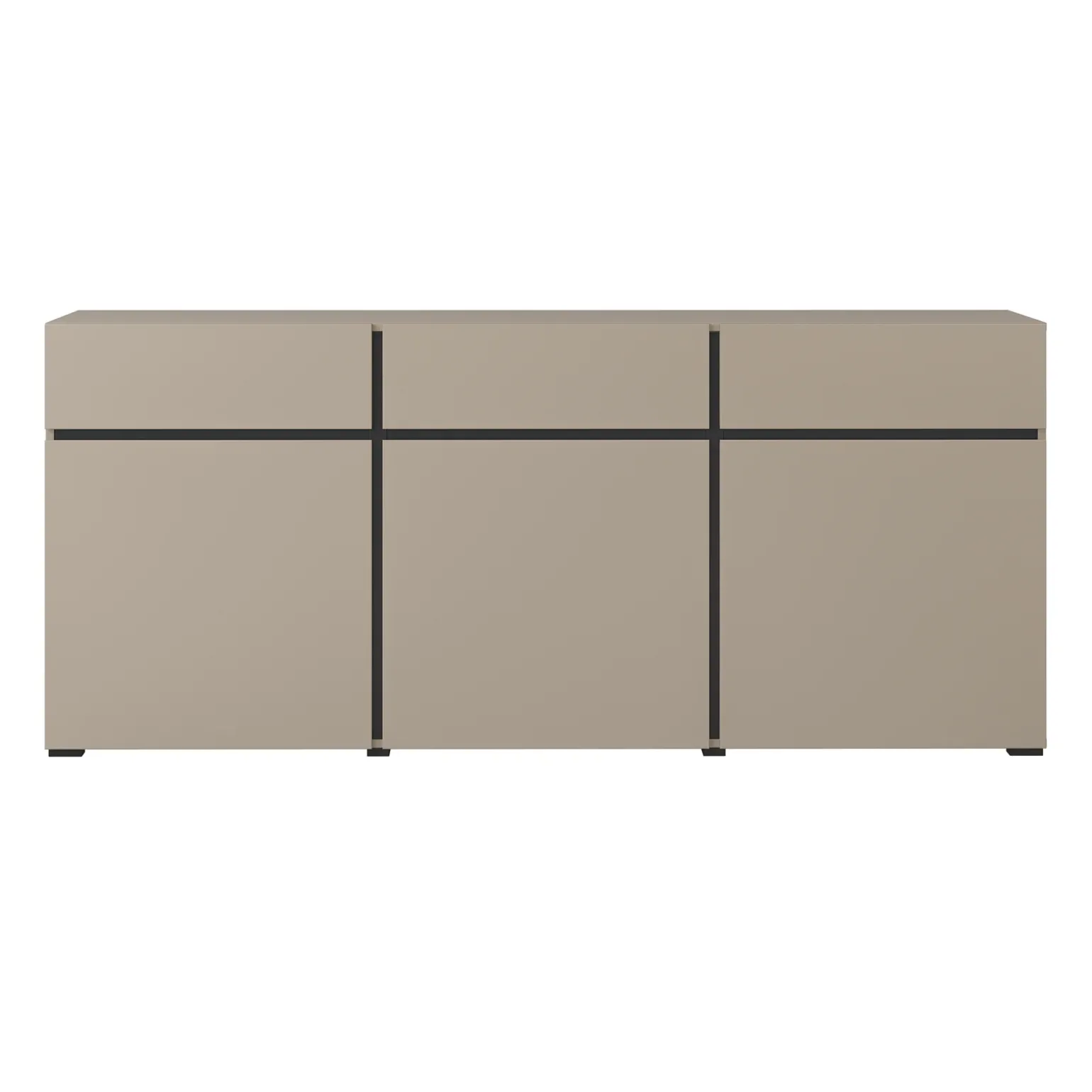 Madia 180x78h cm 3 ante 3 cassetti moderna tortora nero Lolla