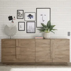 Madia 241x90h cm 2 ante 3 cassetti moderna rovere Alvarez