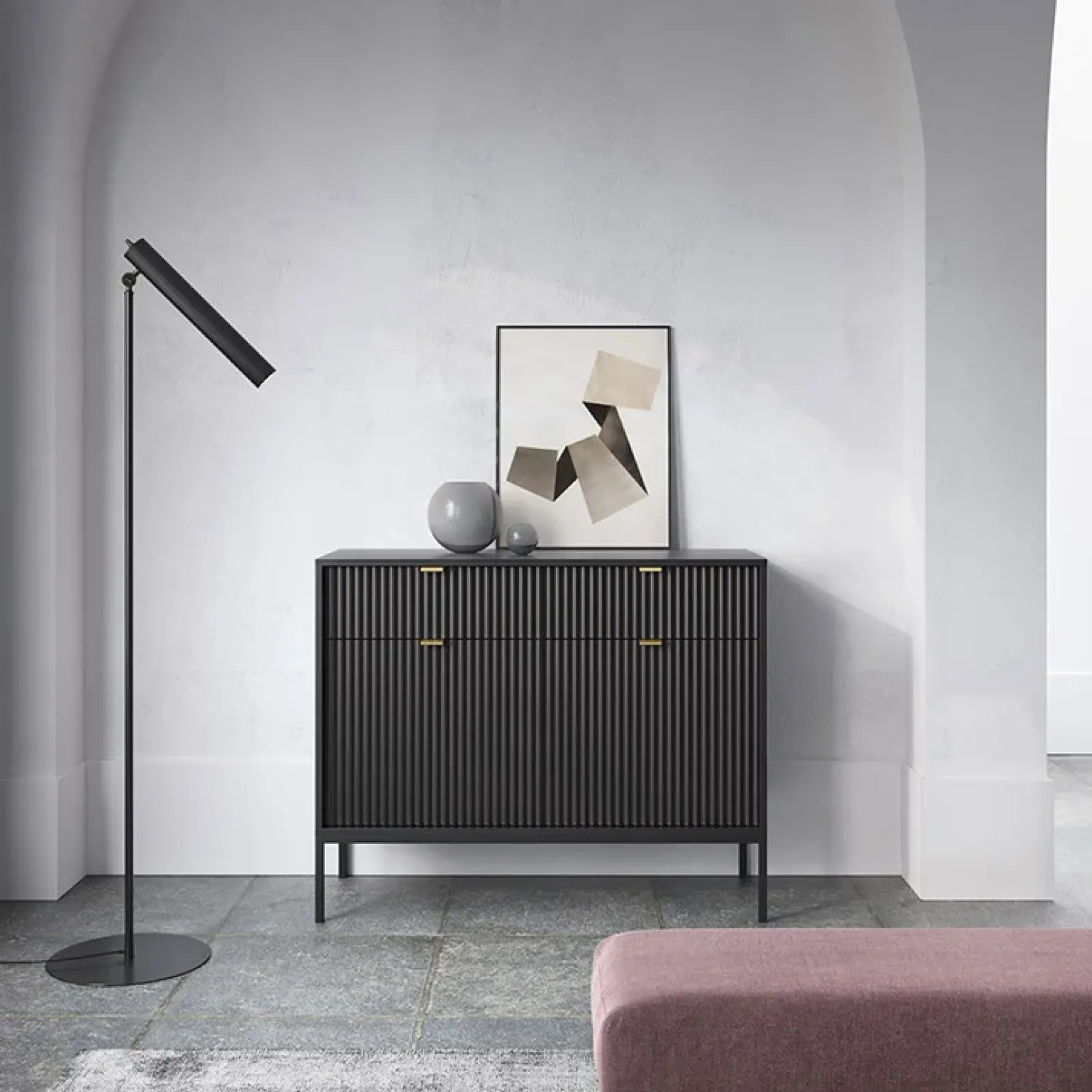 Madia 104x83h cm 2 ante 2 cassetti moderna nero Alisa