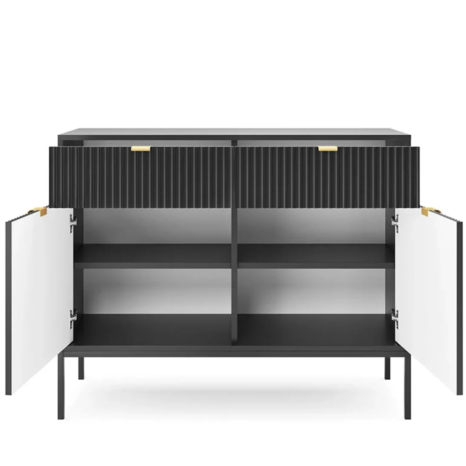 Madia 104x83h cm 2 ante 2 cassetti moderna nero Alisa