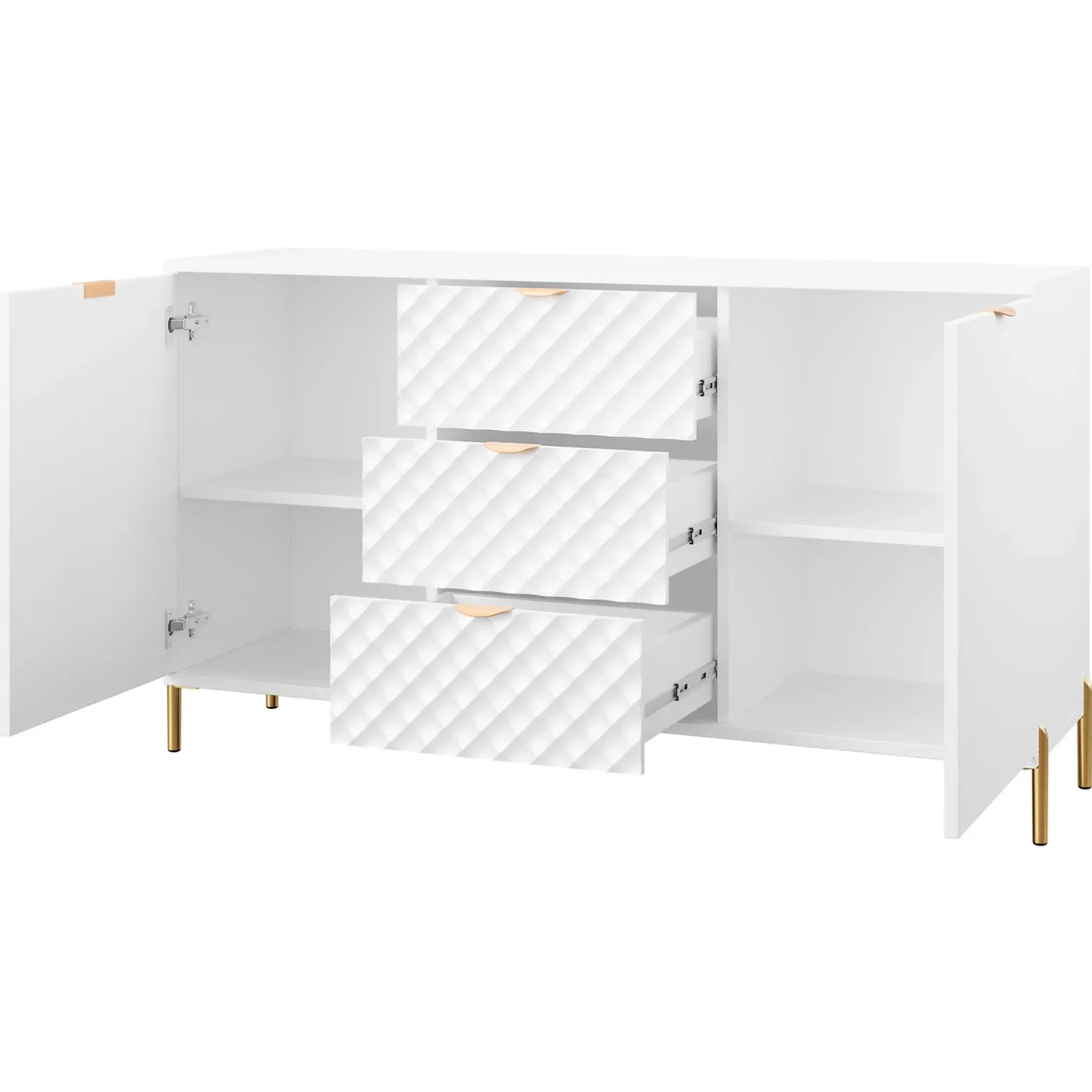 Madia 150x85h cm 2 ante 3 cassetti con frontali decorati bianco Amsterdam