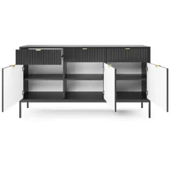 Madia 154x83h cm 3 ante 3 cassetti moderna nero Alisa