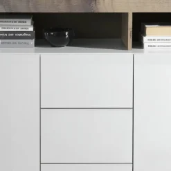 Madia 146x93h cm 2 ante 3 cassetti moderna bianco lucido pero Invictus
