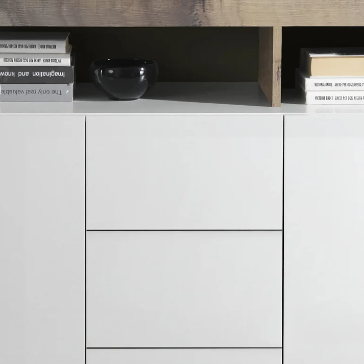 Madia 146x93h cm 2 ante 3 cassetti moderna bianco lucido pero Invictus