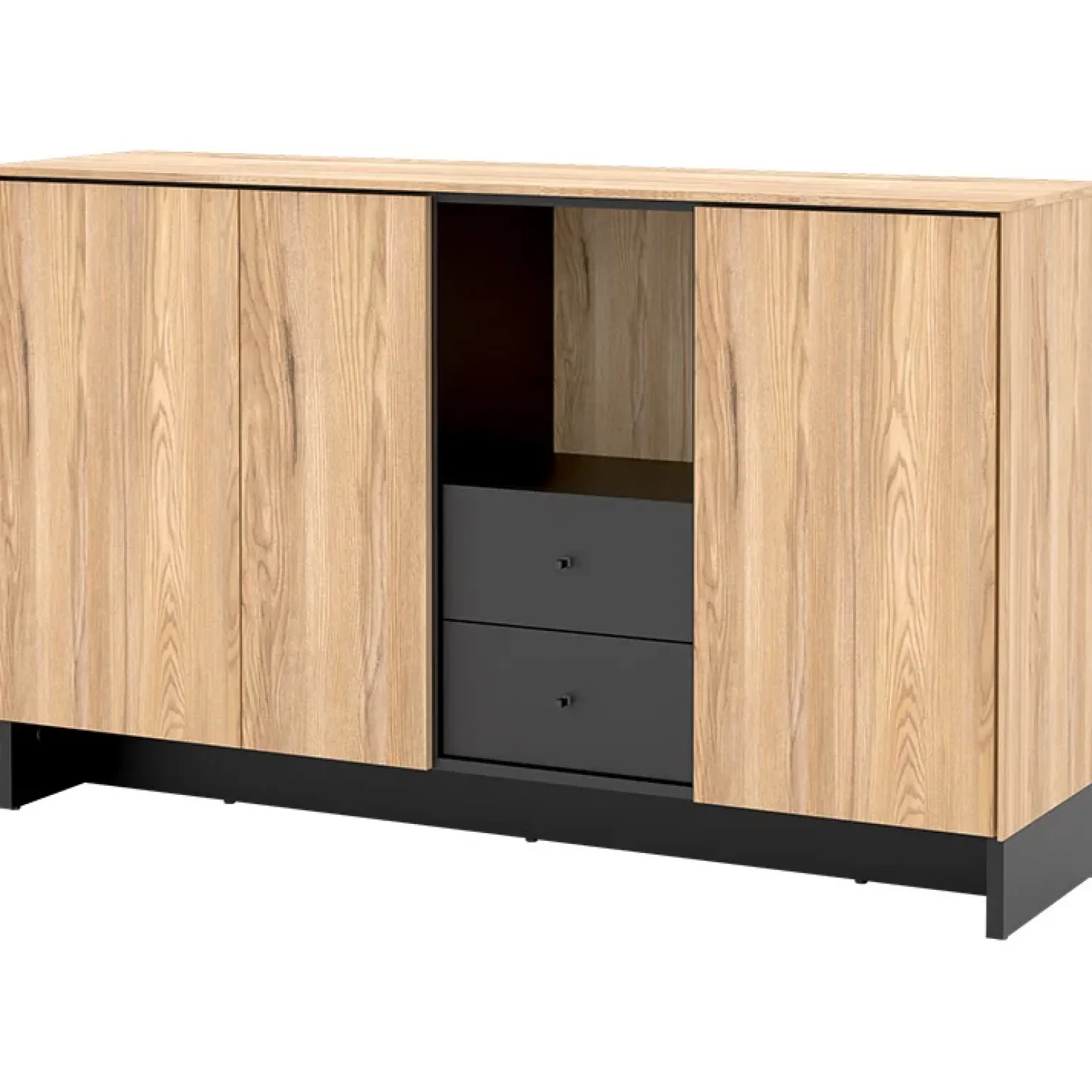 Madia 150x91h cm 2 ante 1 cassetto 1 vano giorno rovere nero Alabaster