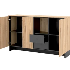 Madia 150x91h cm 2 ante 1 cassetto 1 vano giorno rovere nero Alabaster
