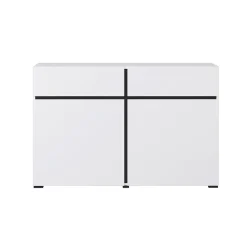 Madia 120x78h cm 2 ante 2 cassetti moderna bianco opaco nero Lolla