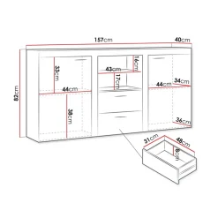 Madia 157x82h cm 2 ante 2 cassetti moderna rovere chiaro Haarlem