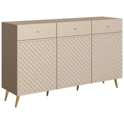 Madia 150x92h cm 3 ante 3 cassetti moderna con frontali decorati beige Simona