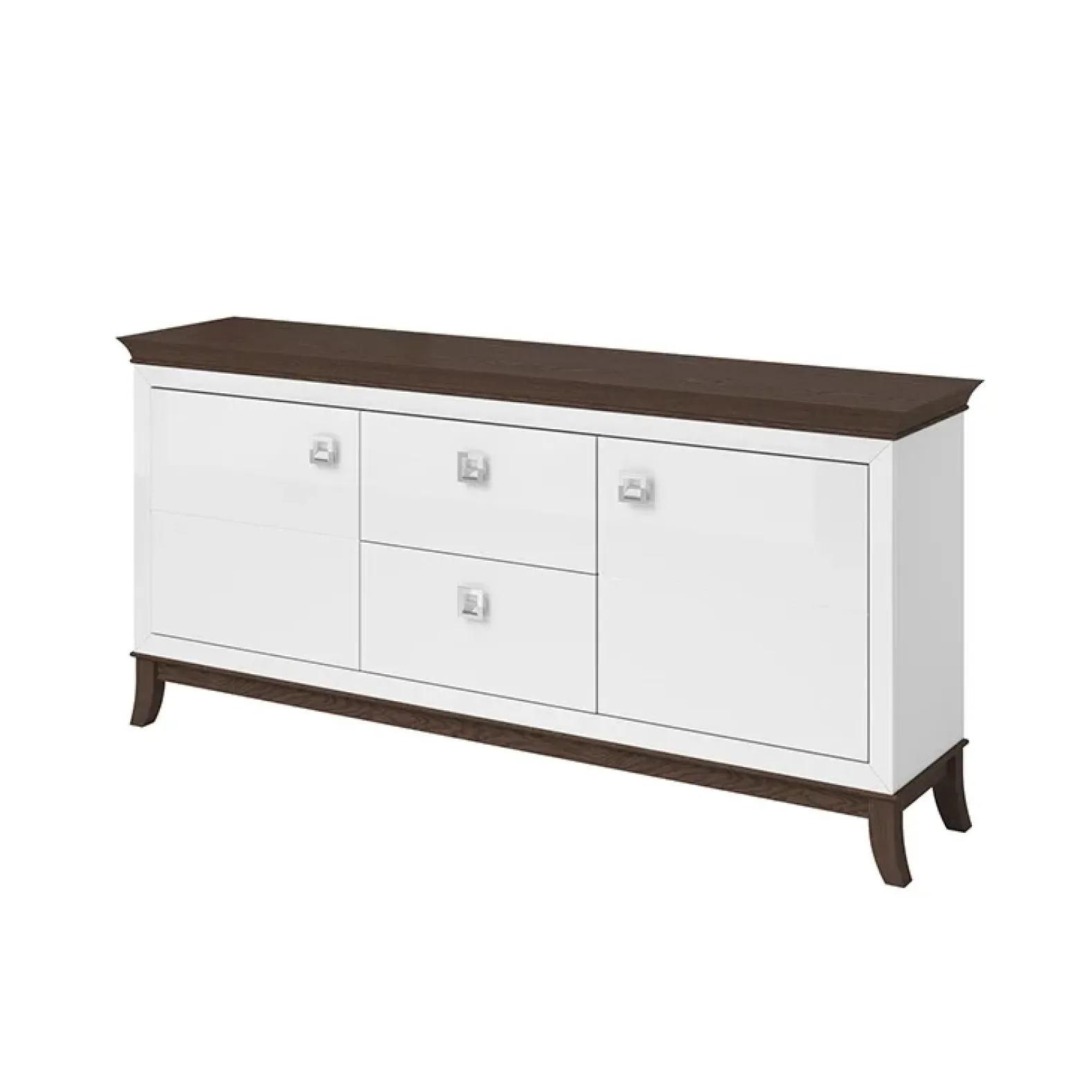Madia 180x92h cm 2 ante 2 cassetti moderna bianco lucido rovere scuro Umag