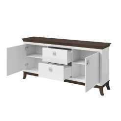 Madia 180x92h cm 2 ante 2 cassetti moderna bianco lucido rovere scuro Umag