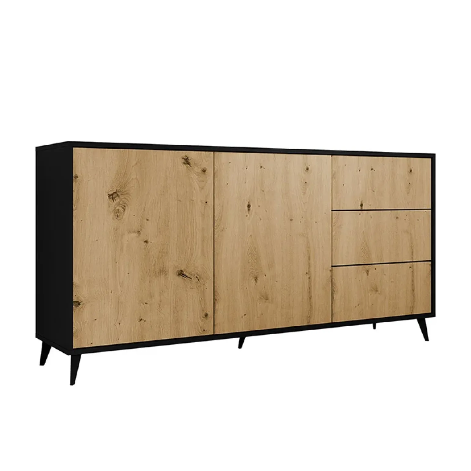 Madia 179x90h cm 2 ante 3 cassetti rovere nero Hans
