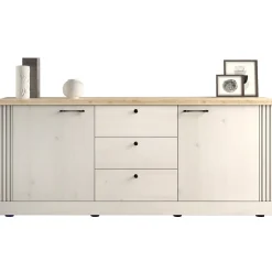 Madia 211x88h cm 2 ante 3 cassetti rovere bianco frassinato Doria