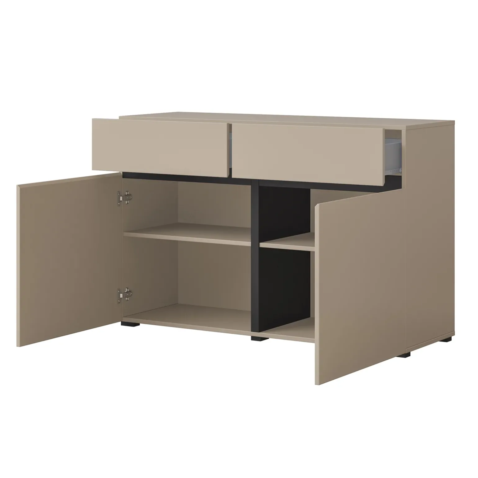 Madia 120x78h cm 2 ante 2 cassetti moderna tortora nero Lolla