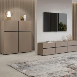 Madia 120x78h cm 2 ante 2 cassetti moderna tortora nero Lolla