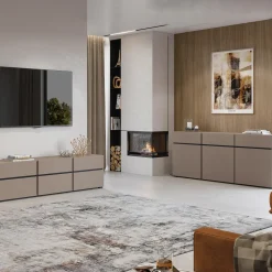 Madia 120x78h cm 2 ante 2 cassetti moderna tortora nero Lolla