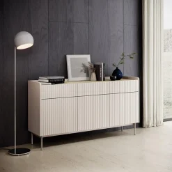 Madia 153x82h cm 3 ante 3 cassetti  beige cannettato rovere Fioca