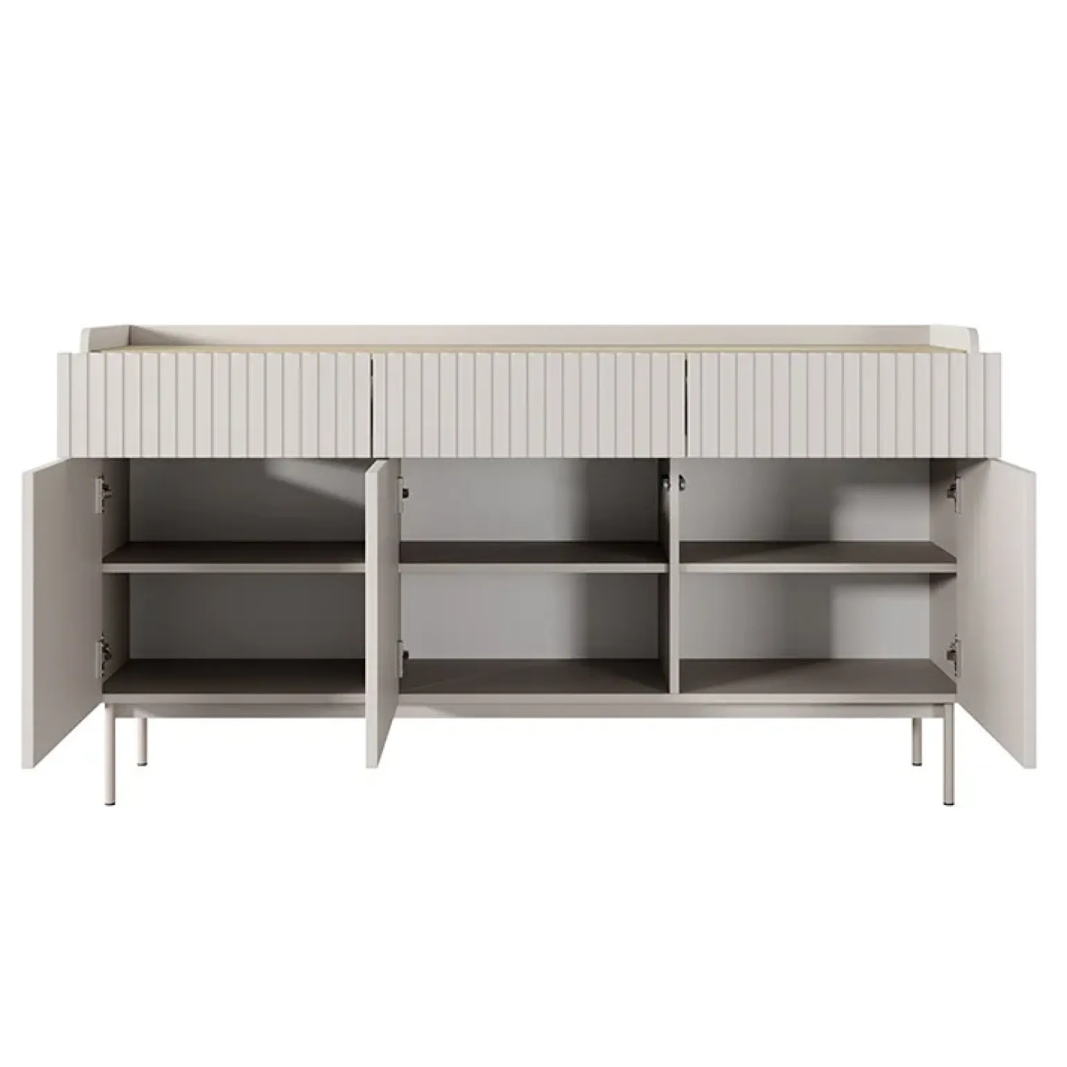 Madia 153x82h cm 3 ante 3 cassetti beige cannettato rovere Fioca